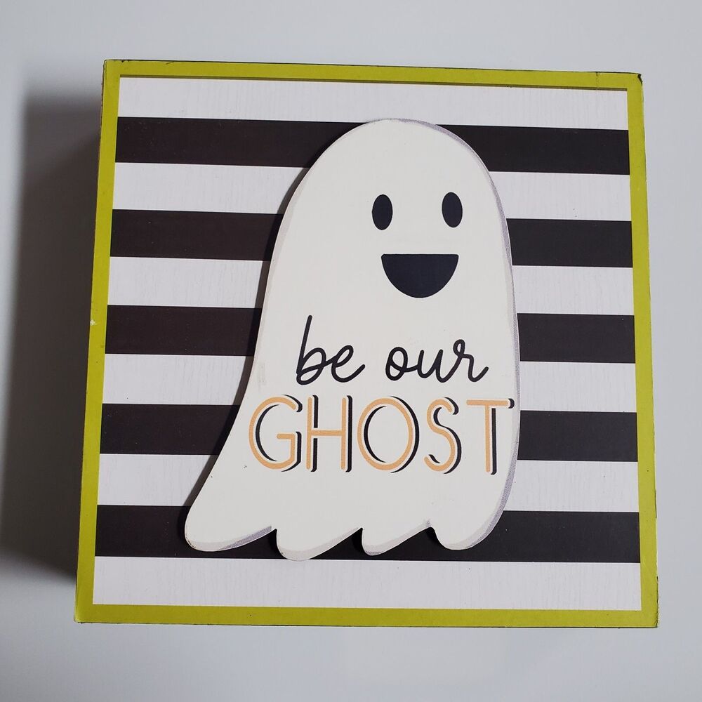 Ashland "Be Our Ghost" Wall Sign Electric Halloween Decoration Wood Haunted Home